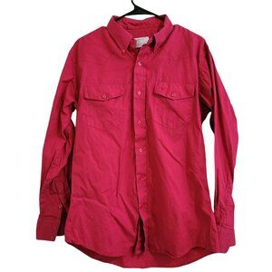 Longhorn Western Wear Button Up Shirt Mens Size 16.5 Red Long Sleeve Cotton